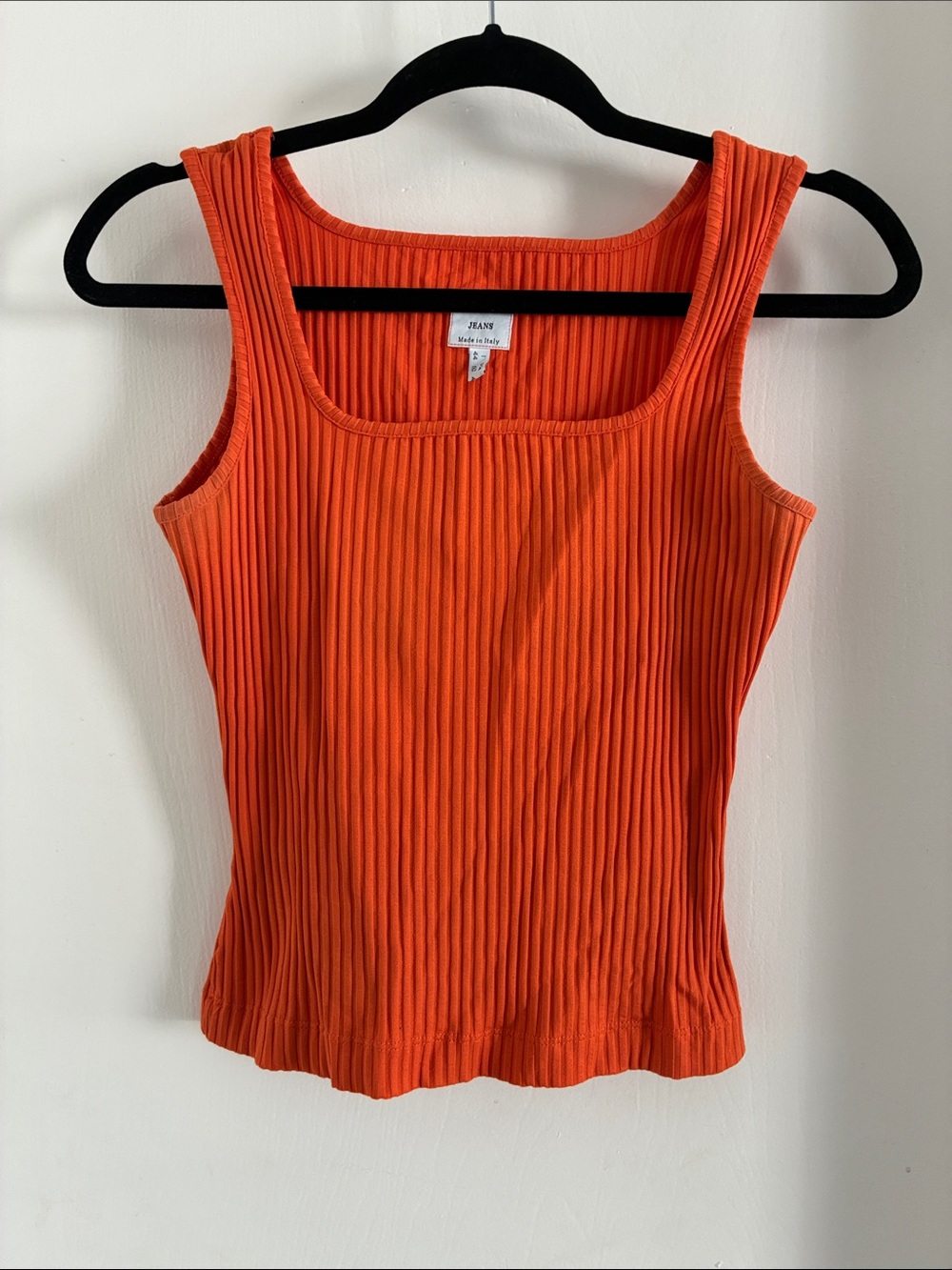 Moschino Vibrant Orange Ribbed Square-Neck Tank size medium